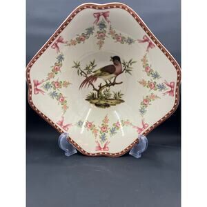 Vintage Floral Bird on a Branch Shallow Dish Made in Italy Antiche Riproduzioni